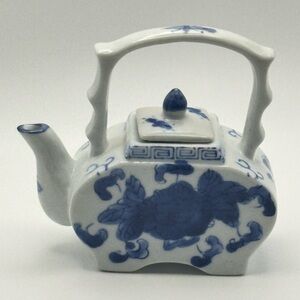 Blue and White Ceramic Teapot